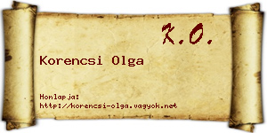 Korencsi Olga névjegykártya